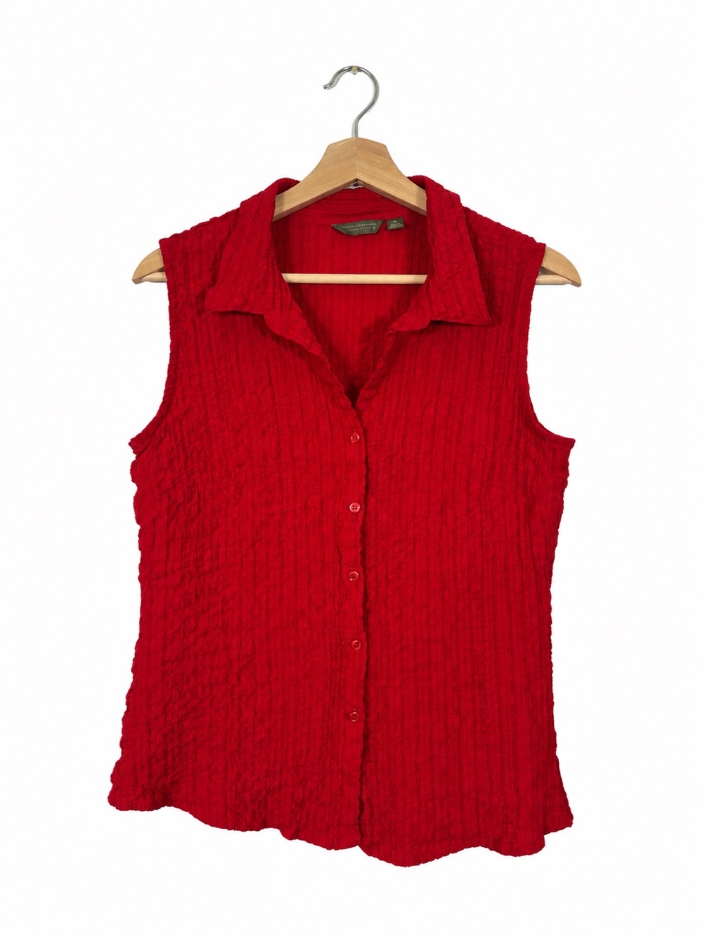 GNCC Sleeveless Button Down Shirt Tank Top Size XL Red Work Preppy Collegiate
